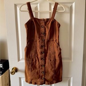 Altar'd State Brown Button-Front Mini Dress